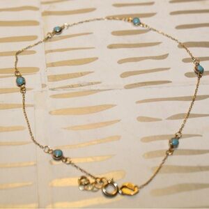 14k Ember Solid Gold Turquoise Anklet